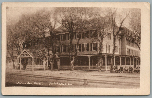 PATCHOGUE LONG ISLAND NY OCEAN AVE. HOTEL ANTIQUE POSTCARD