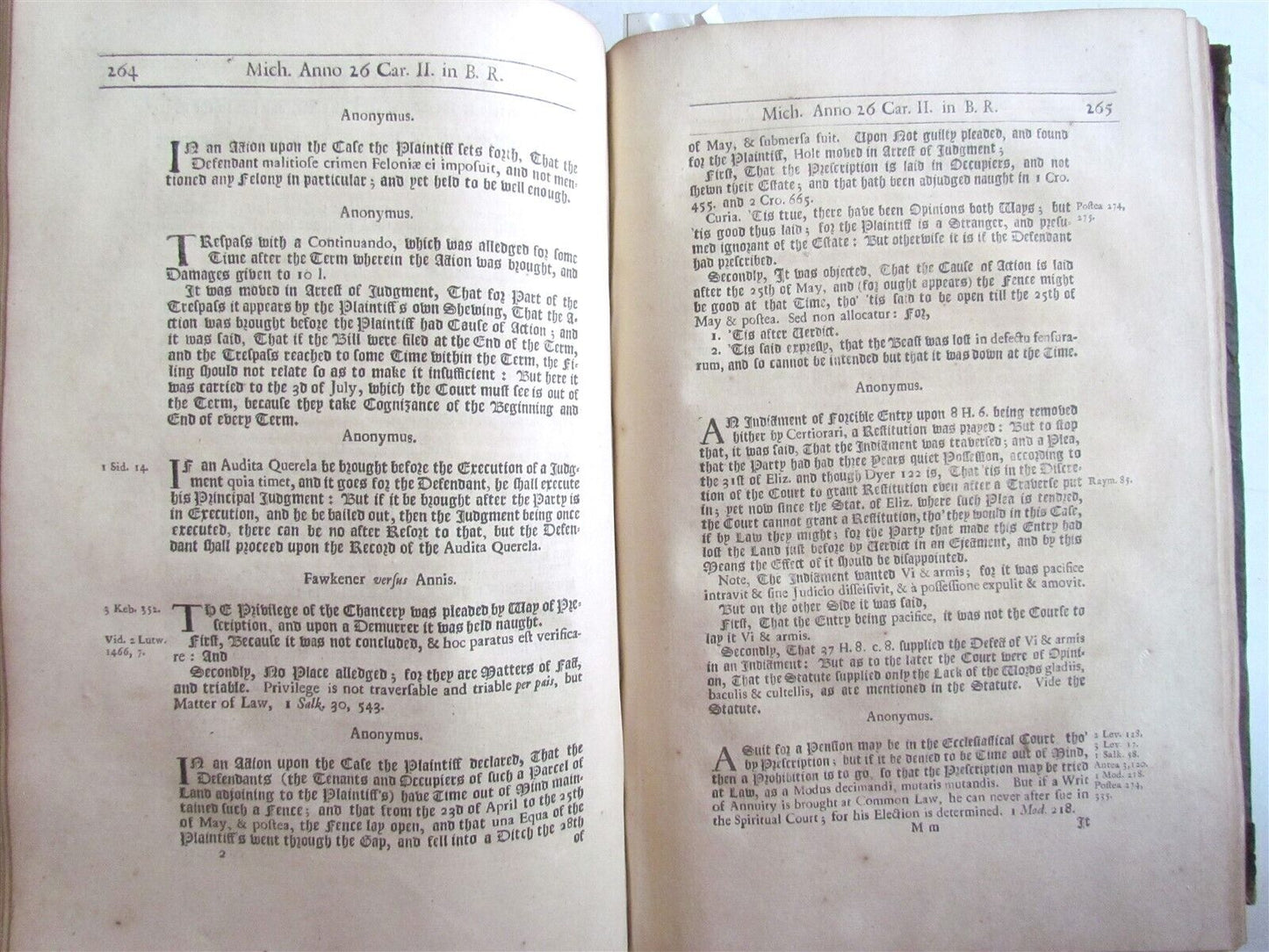 1726 LAW BOOK Reports of Sir Peyton Ventris ANTIQUE FOLIO in ENGLISH