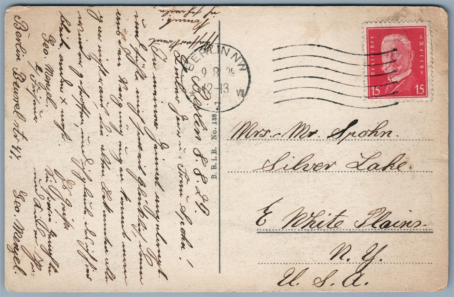 BERLIN GERMANY DONHOFFPLATZ ANTIQUE POSTCARD w/ STAMP