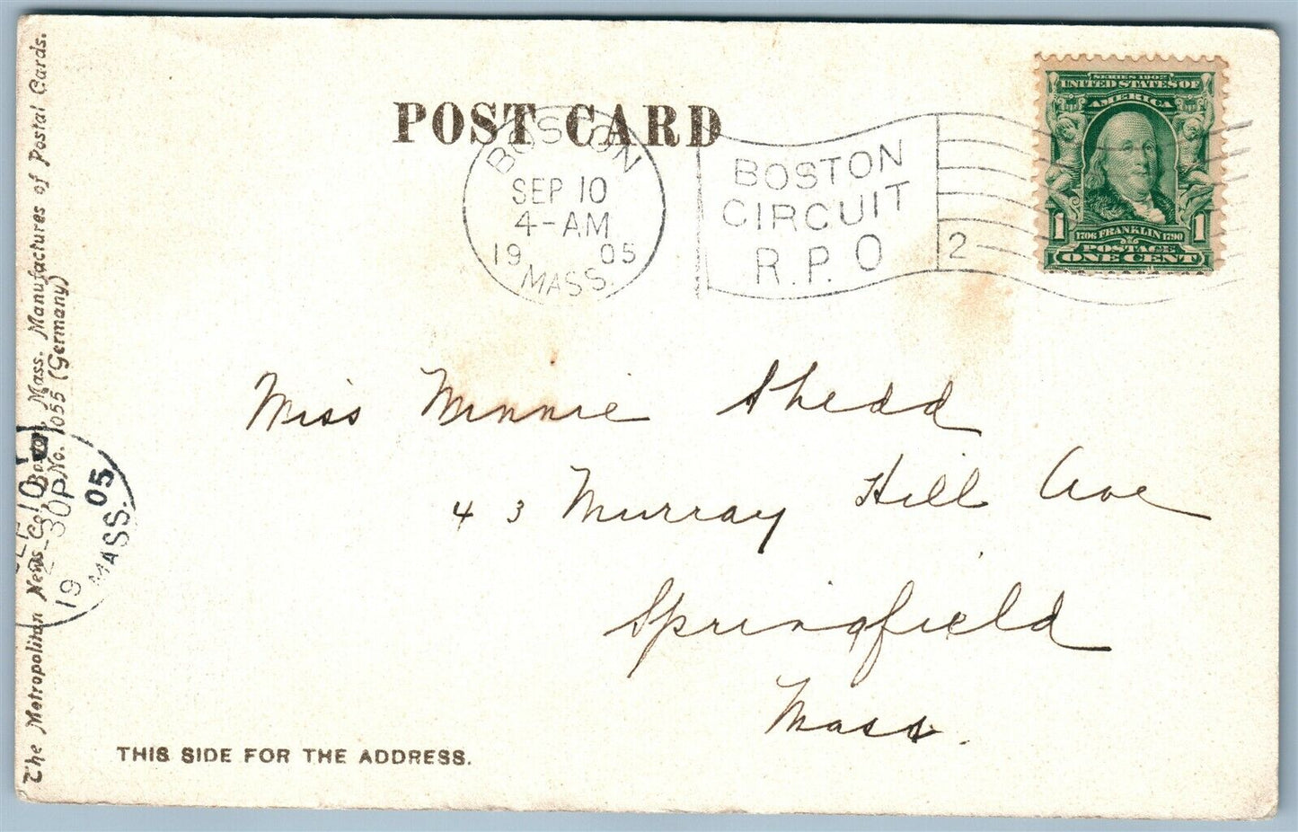 ROSLINDALE MA CONGREGATIONAL CHURCH ANTIQUE POSTCARD