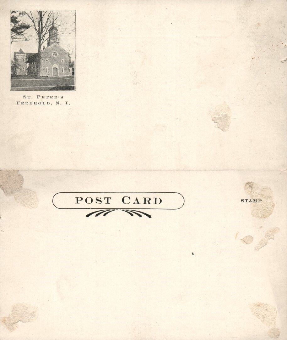 FREEHOLD N.J. ST.PETER'S UNDIVIDED ANTIQUE POSTCARD