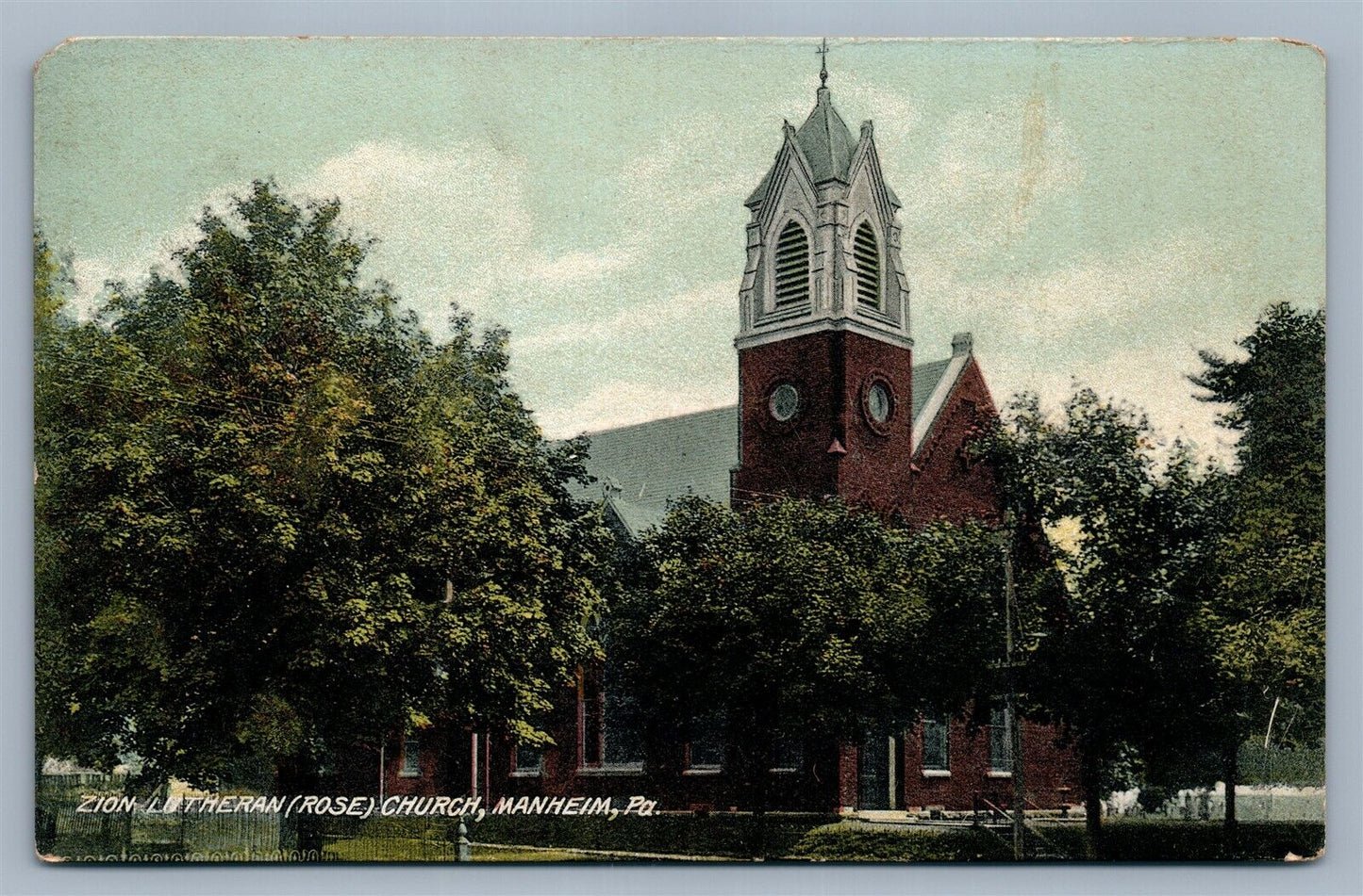 MANHEIM PA LUTHERAN ROSE CHURCH ANTIQUE POSTCARD
