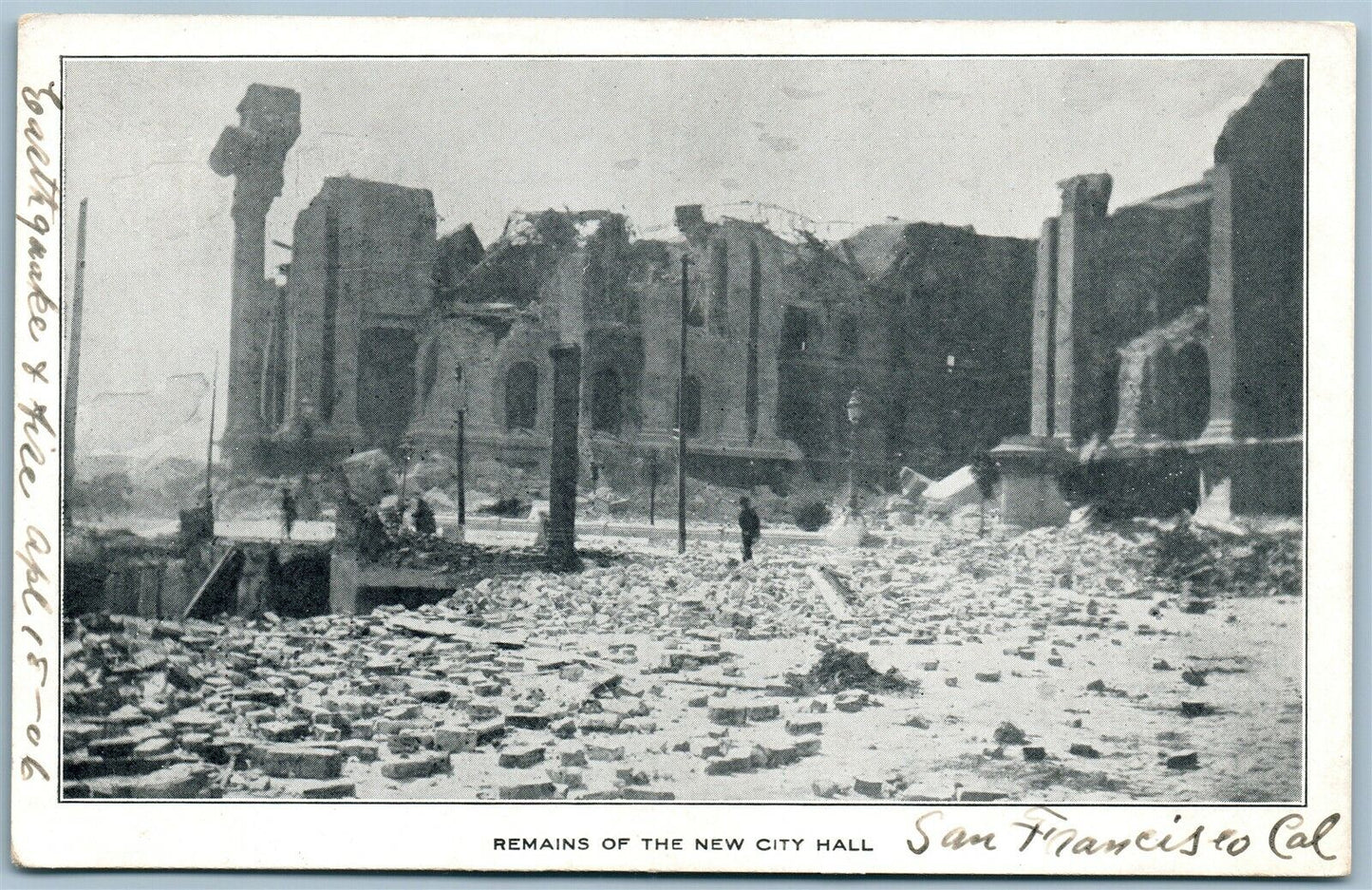 SAN FRANCISCO CA REMAINS OF THE NEW CITY HALL ANTIQUE POSTCARD