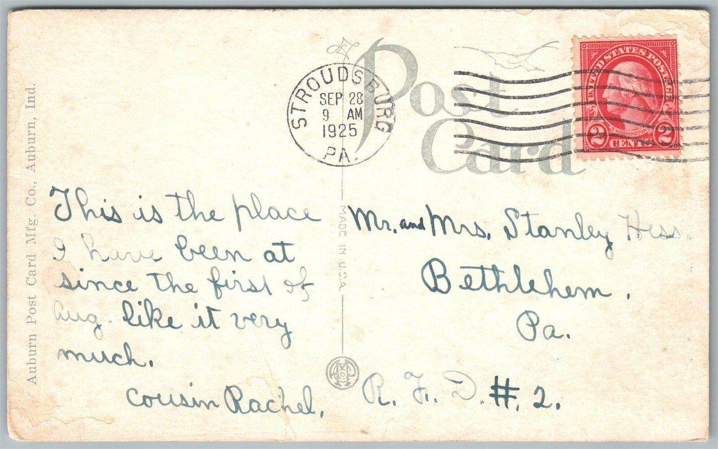 PARADISE VALLEY PA THE GABLES 1925 ANTIQUE POSTCARD