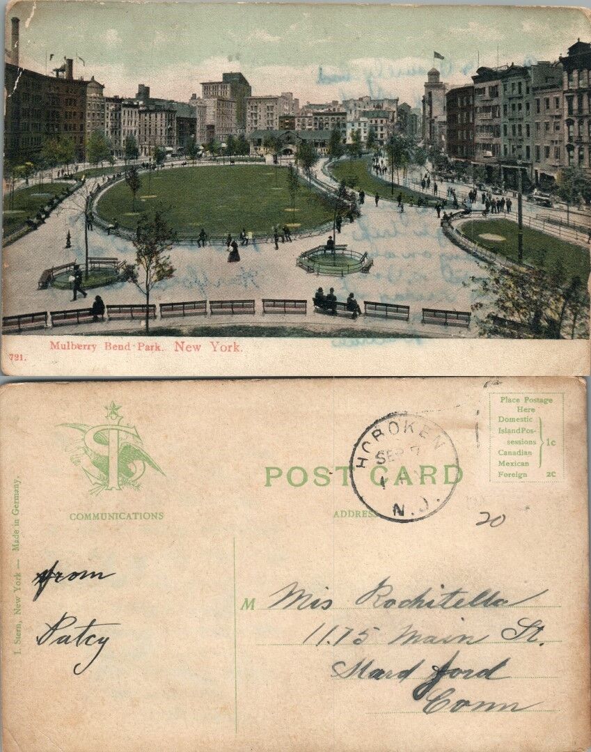 MULBERRY BEND PARK NEW YORK N.Y. ANTIQUE POSTCARD