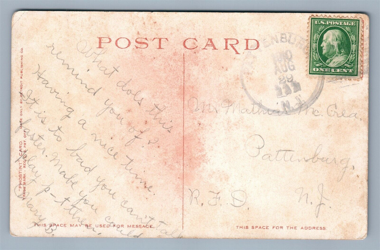 BELLEWOOD PARK NJ LEHIGH VALLEY RAILROAD 1910 ANTIQUE POSTCARD