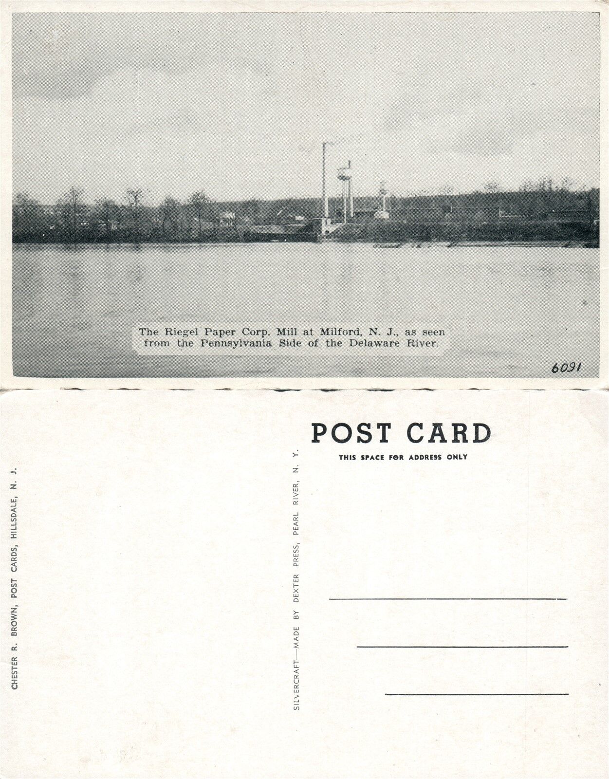 MILLFORD N.J. RIEGEL PAPER CORP. MILL DELAWARE RIVER ANTIQUE POSTCARD