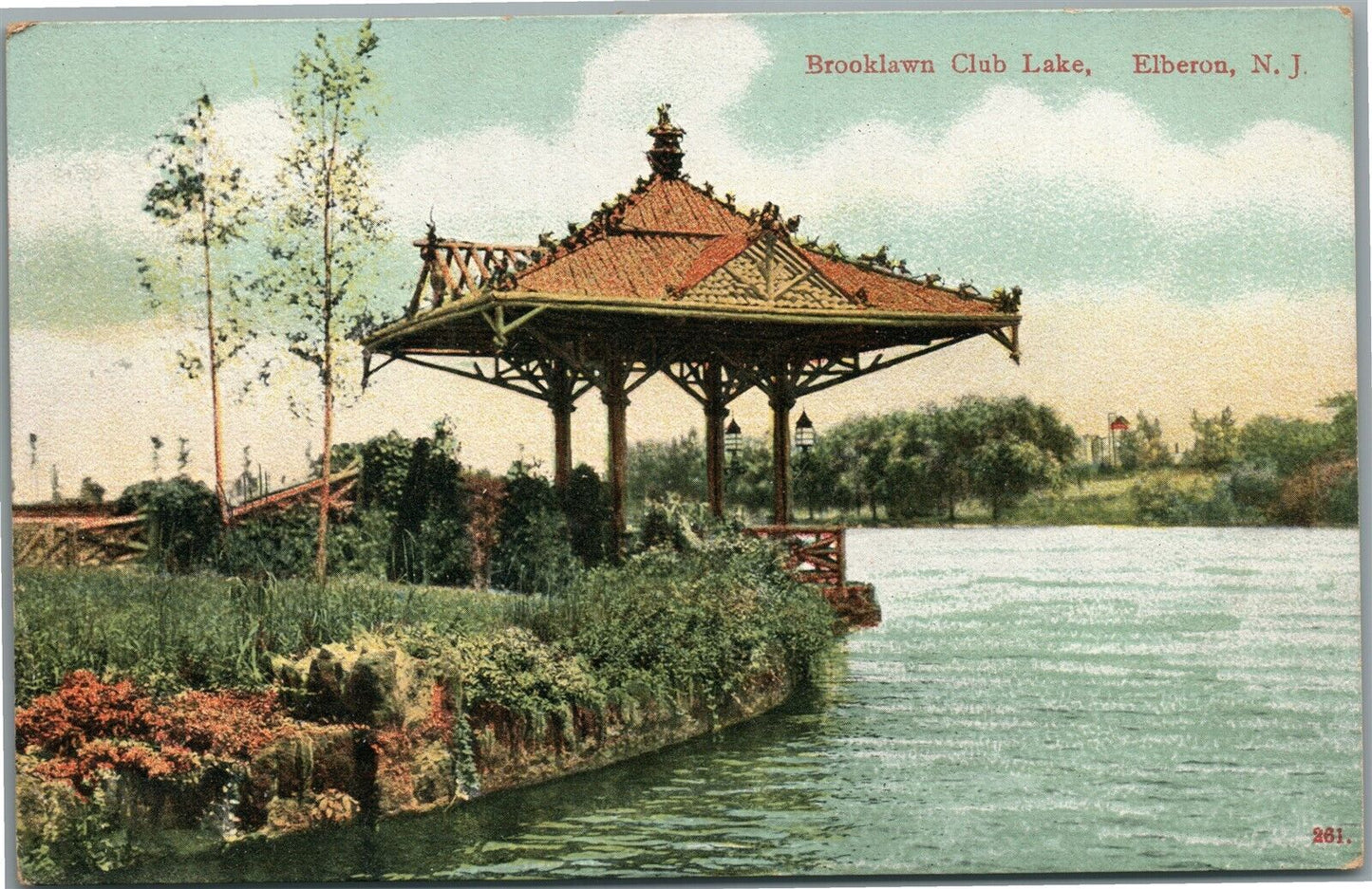 ELBERON NJ BROOKLAWN CLUB LAKE ANTIQUE POSTCARD