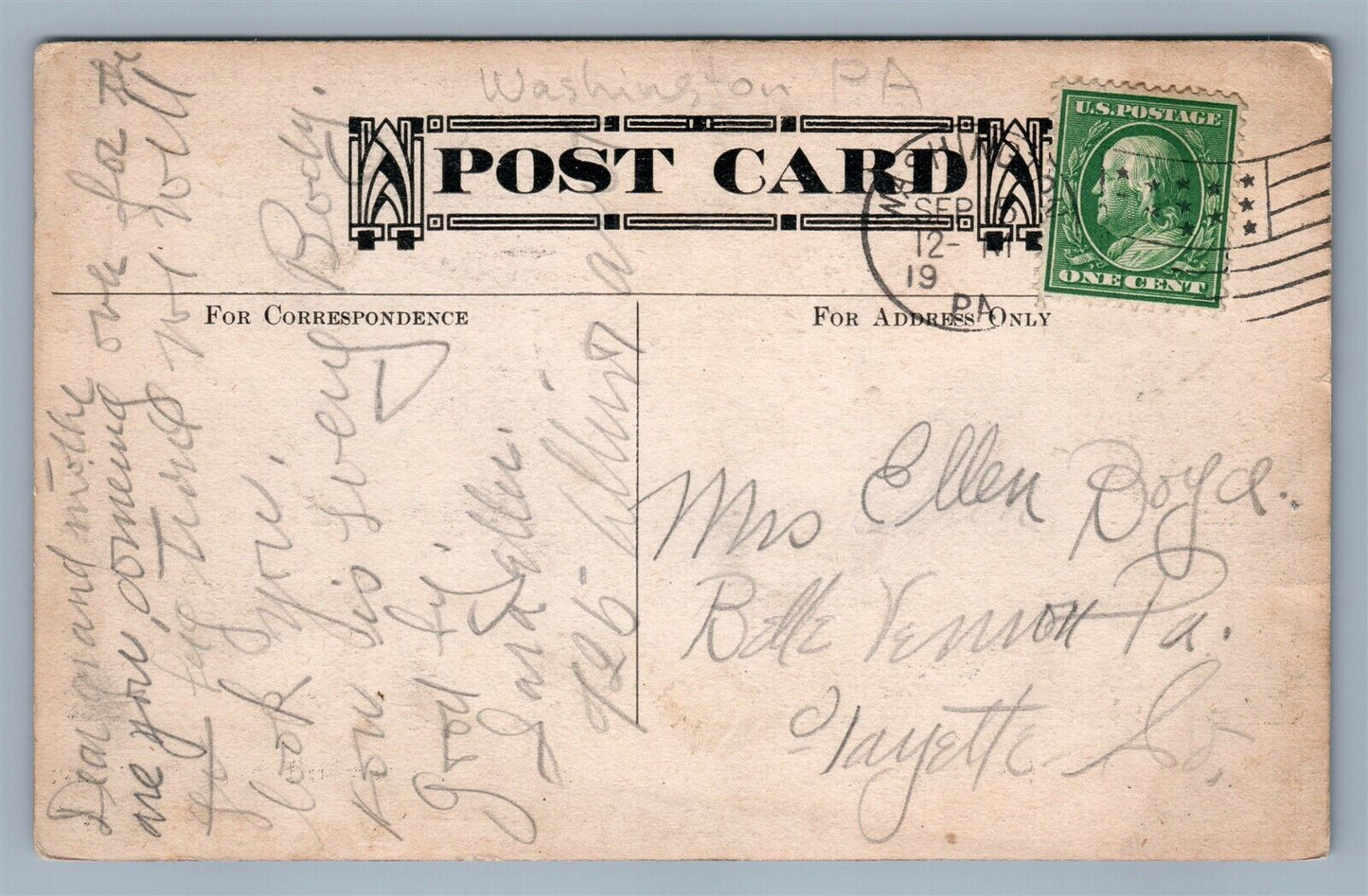 WASHINGTON PA PANORAMIC VIEW ANTIQUE POSTCARD