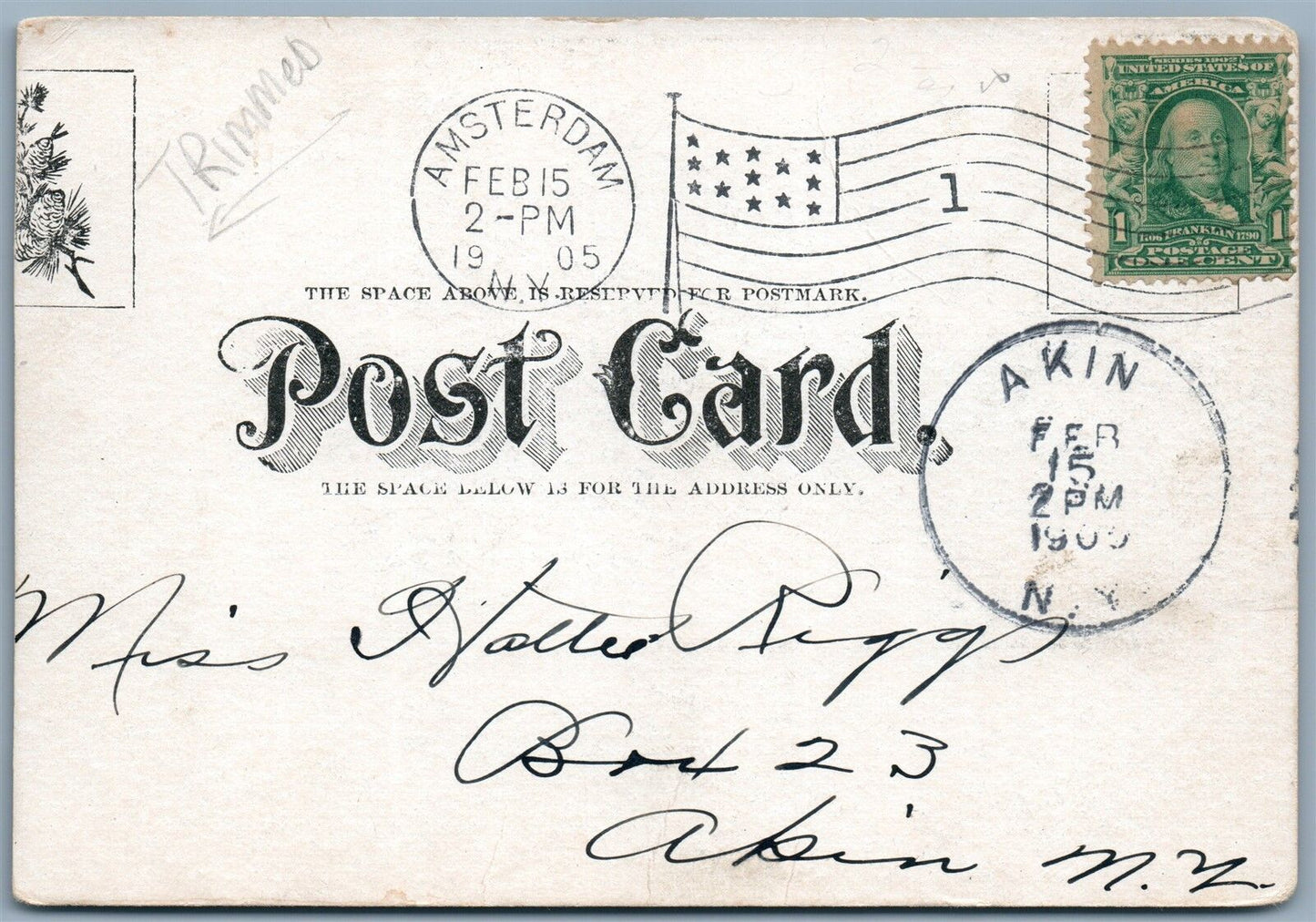 AMSTERDAM NY EAST MAIN STREET 1905 ANTIQUE POSTCARD