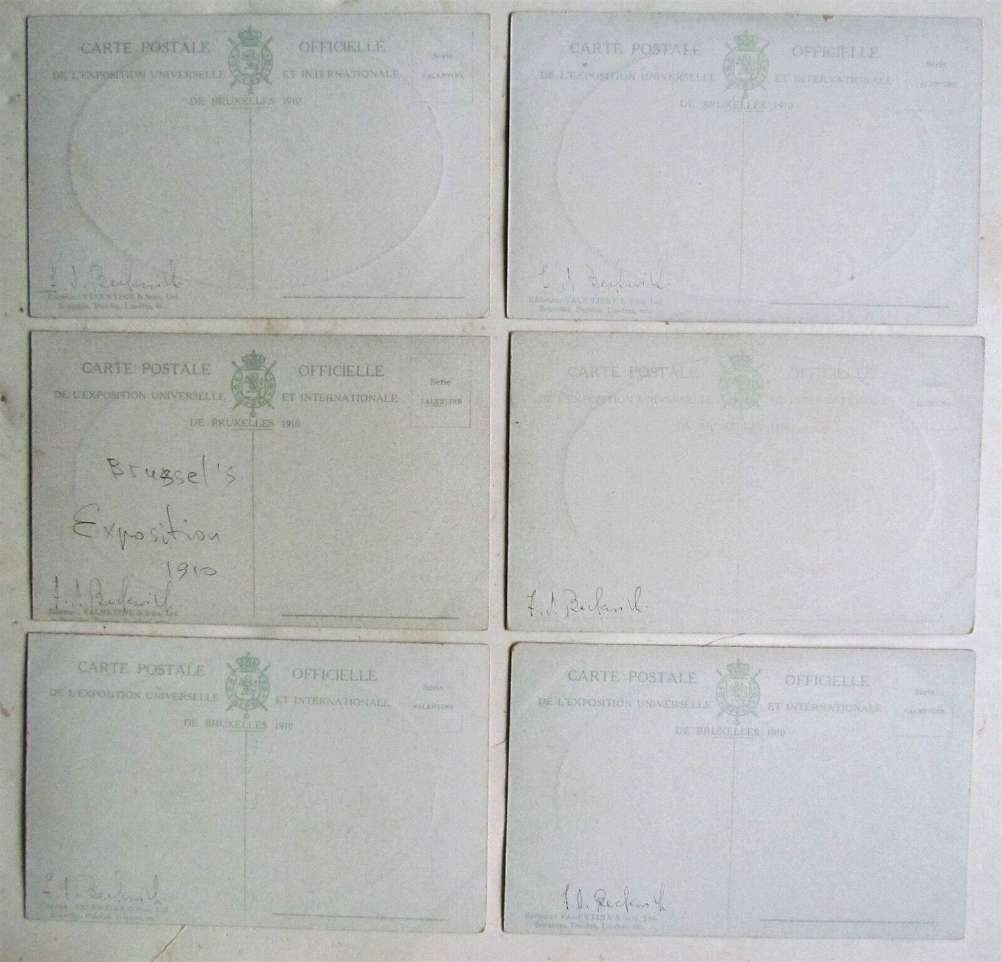 lot of 6 BRUXELLES 1910 EXPOSITION ANTIQUE POSTCARDS
