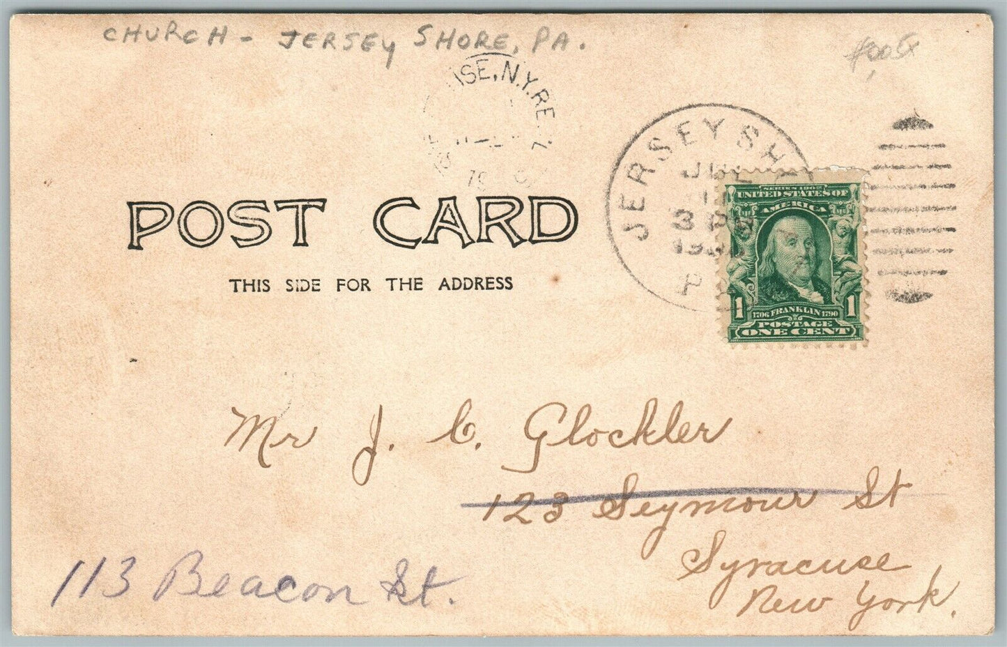 JERSEY SHORE PA LUTHERAN CHURCH ANTIQUE REAL PHOTO POSTCARD RPPC