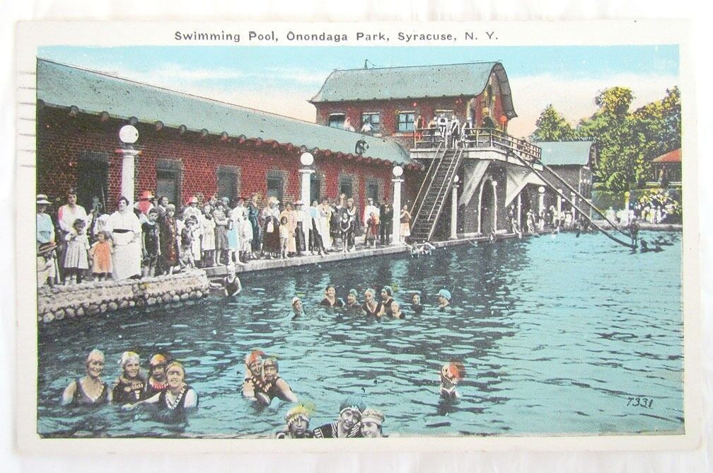 SWIMMING POOL ONONDAGA PARK SYRACUSE N.Y. VINTAGE 1927 POSTCARD