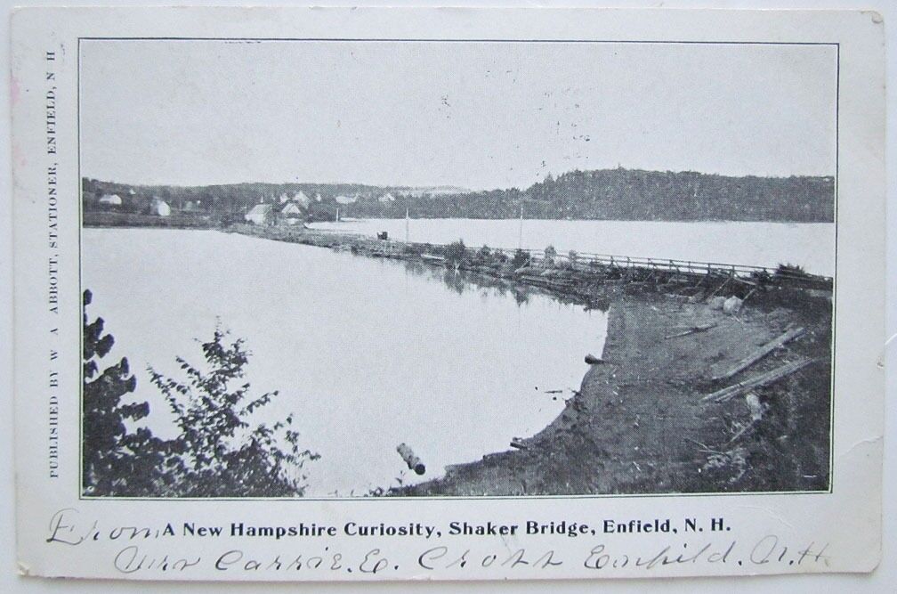 1907 VINTAGE UNDIVIDED POSTCARD NEW HAMPSHIRE CURIOSITY SHAKER BRIDGE ENFIELD NH