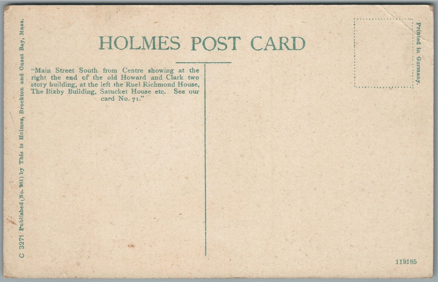 BROCKTON MA MAIN STREET ANTIQUE POSTCARD