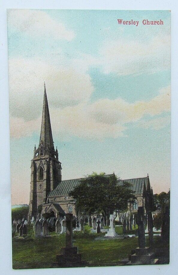 VINTAGE BRITISH POSTCARD WORSLEY CHURCH UK