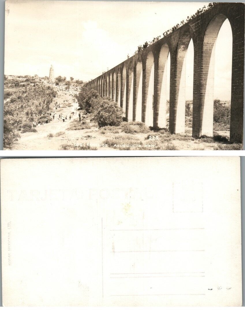 RPPC MEXICAN VINTAGE REAL PHOTO POSTCARD - MEXICO AQUEDUCT