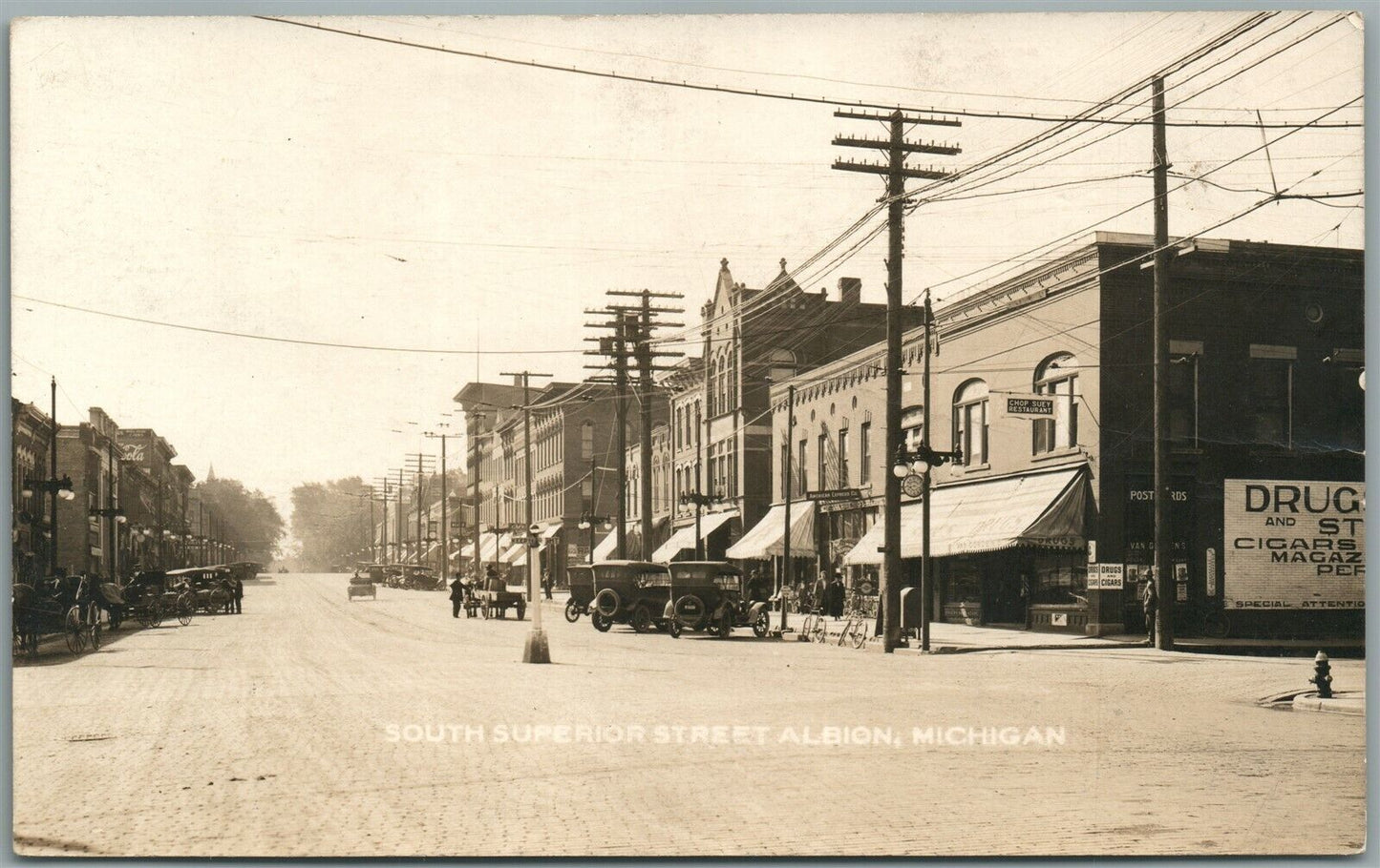 ALBION MI SOUTH SUPERIOR STREET ANTIQUE REAL PHOTO POSTCARD RPPC