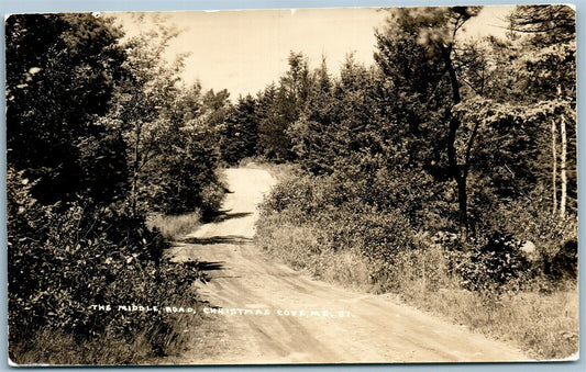 CHRISTMAS COVE ME MIDDLE ROAD VINTAGE REAL PHOTO POSTCARD RPPC