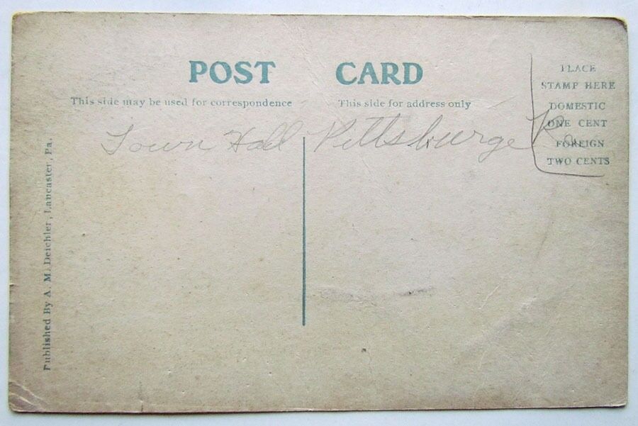 ANTIQUE POSTCARD PRINTED IN LANCASTER PA