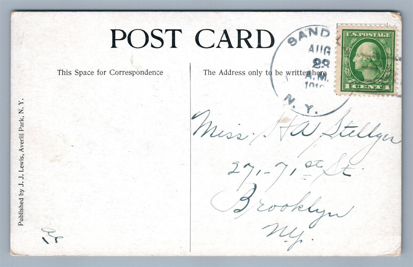 WEST SAND LAKE NY THE FALLS ANTIQUE POSTCARD