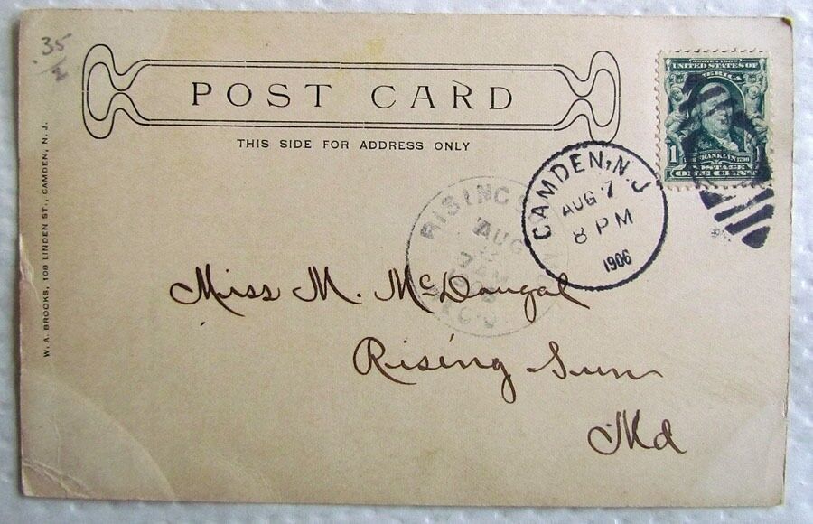 LINDEN TERRACE LINDEN STREET WEST OF FIFTH CAMDEN N.J. 1906 ANTIQUE POSTCARD