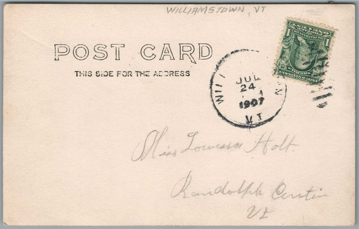 WILLIAMSTOWN VT BIRDS EYE VIEW 1907 ANTIQUE REAL PHOTO POSTCARD RPPC