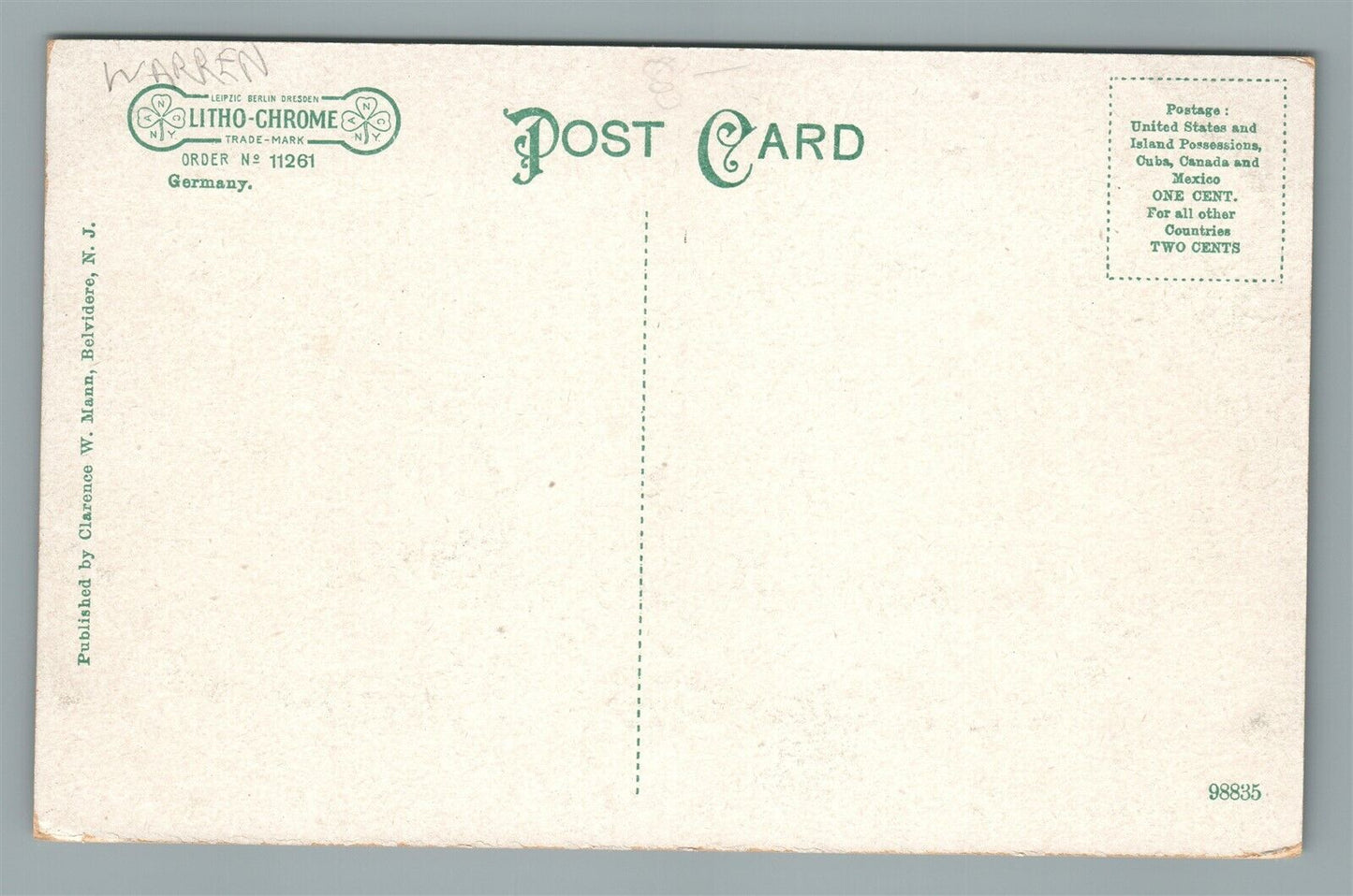 BELVIDERE NJ DELAWARE VALLEY ANTIQUE POSTCARD
