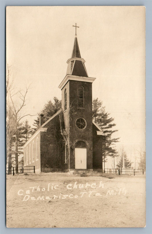 DEMARISCOTTA MILLS ME CATHOLIC CHURCH ANTIQUE REAL PHOTO POSTCARD RPPC
