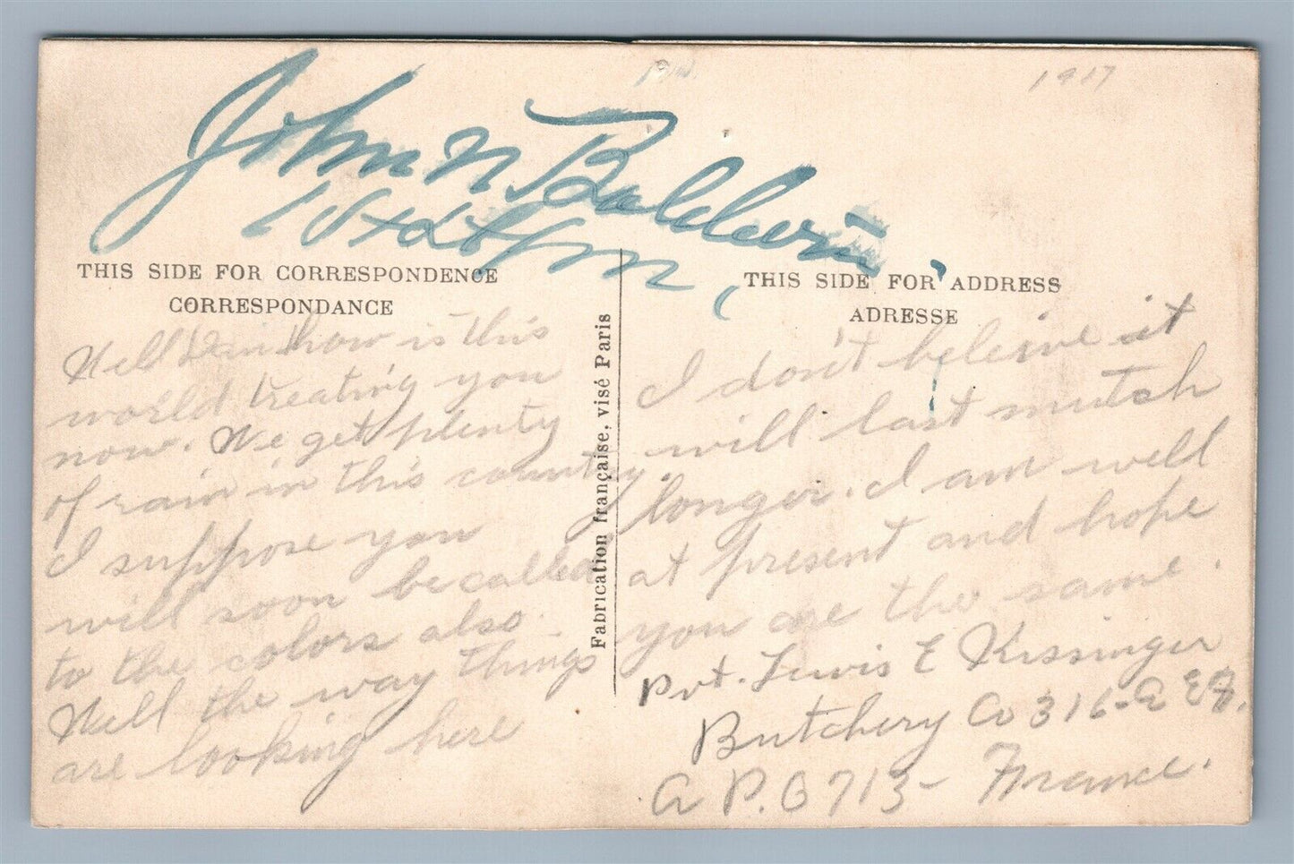 SOUVENIR DE FRANCE WOVEN IN SILK ANTIQUE POSTCARD w/ FLAGS PATRIOTIC