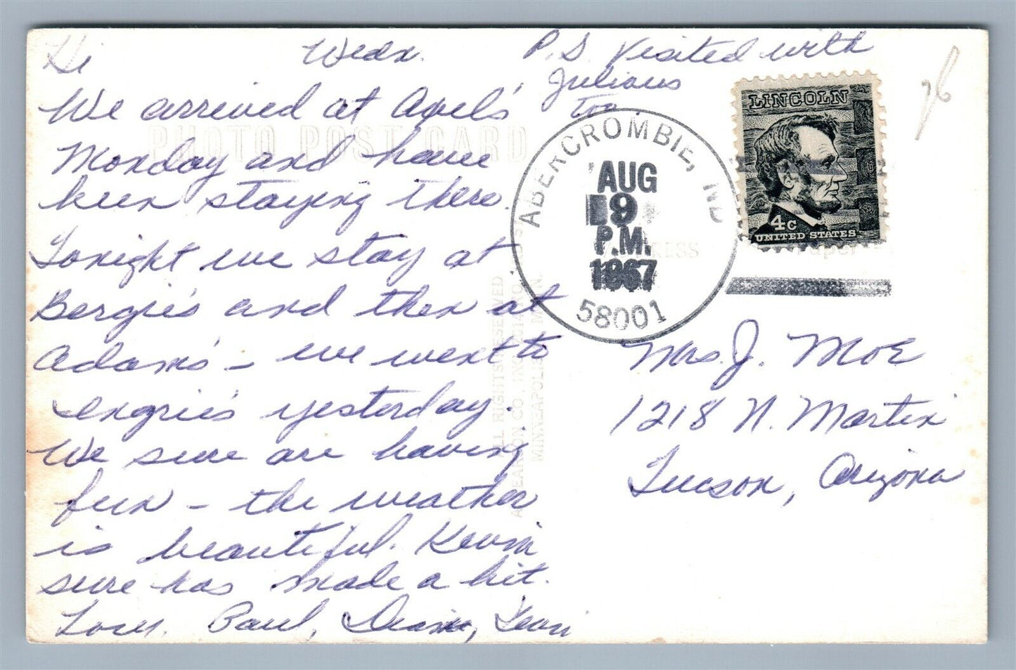 ABERCROMBIE ND IMMANUEL LUTHERAN CHURCH VINTAGE REAL PHOTO POSTCARD RPPC