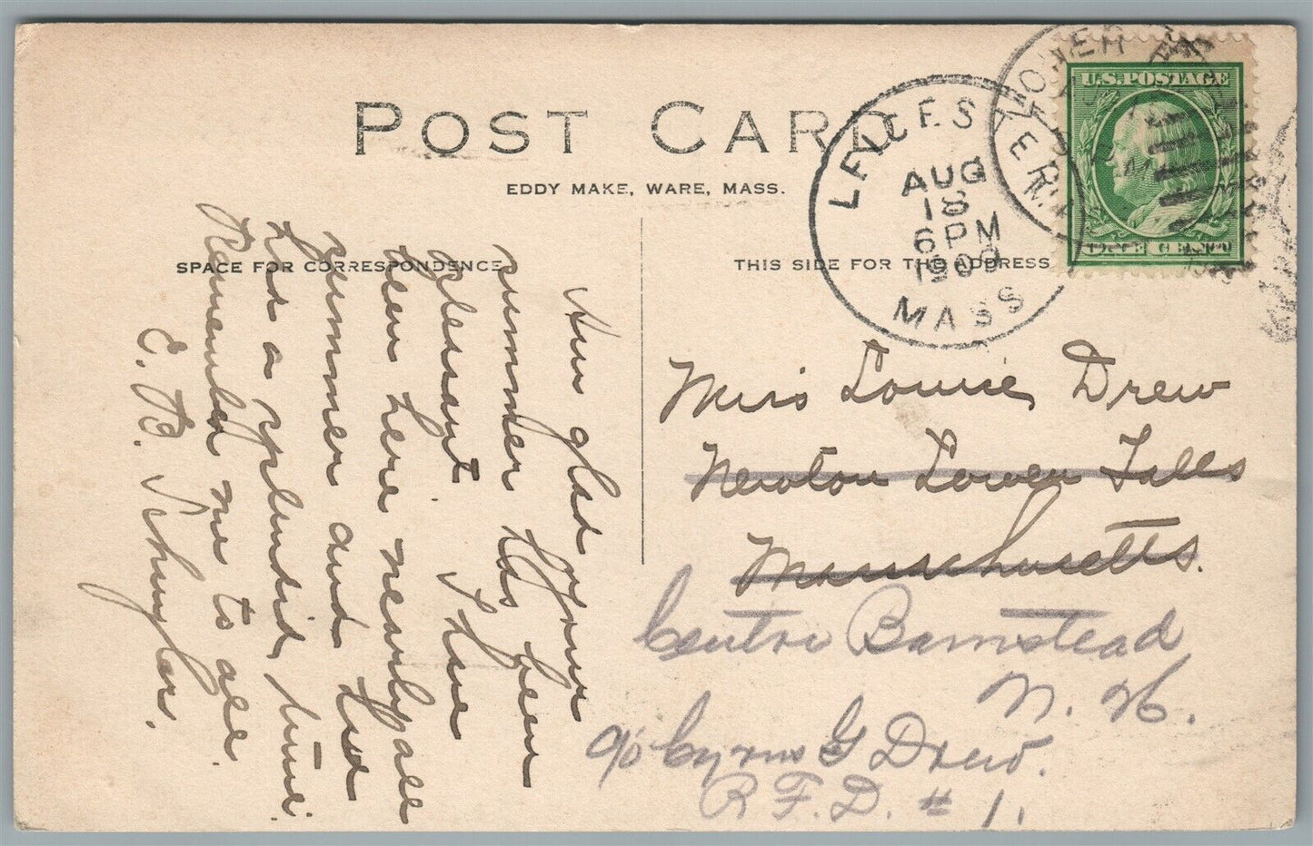 LEICESTER MA ACADEMY ANTIQUE REAL PHOTO POSTCARD RPPC