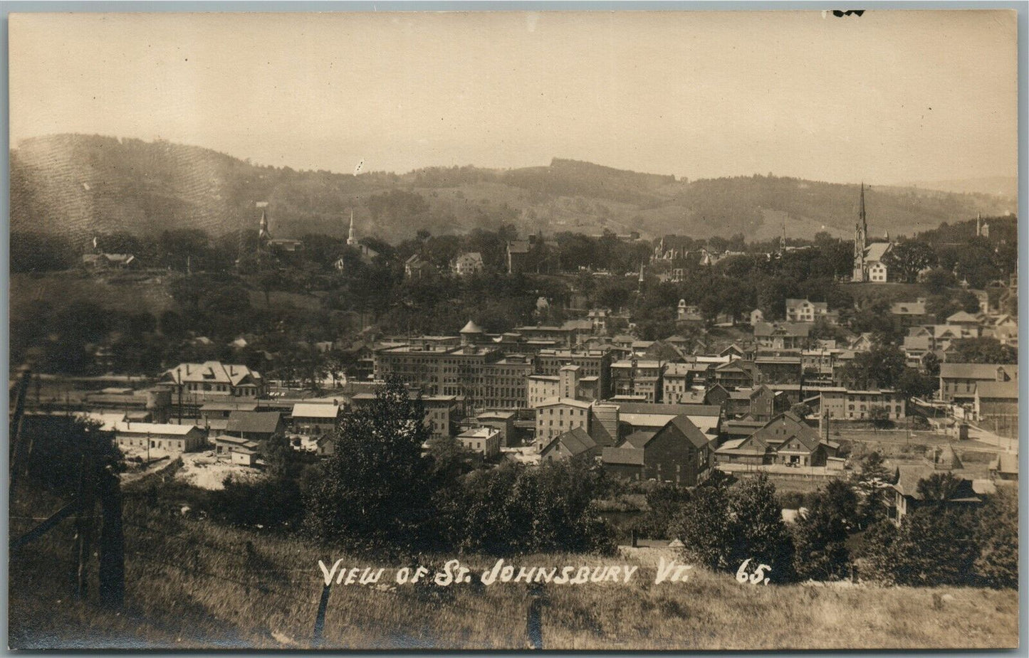 ST.JOHNSBURY VT VIEW ANTIQUE REAL PHOTO POSTCARD RPPC