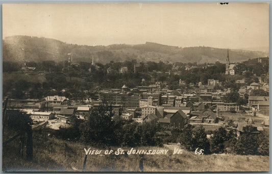 ST.JOHNSBURY VT VIEW ANTIQUE REAL PHOTO POSTCARD RPPC