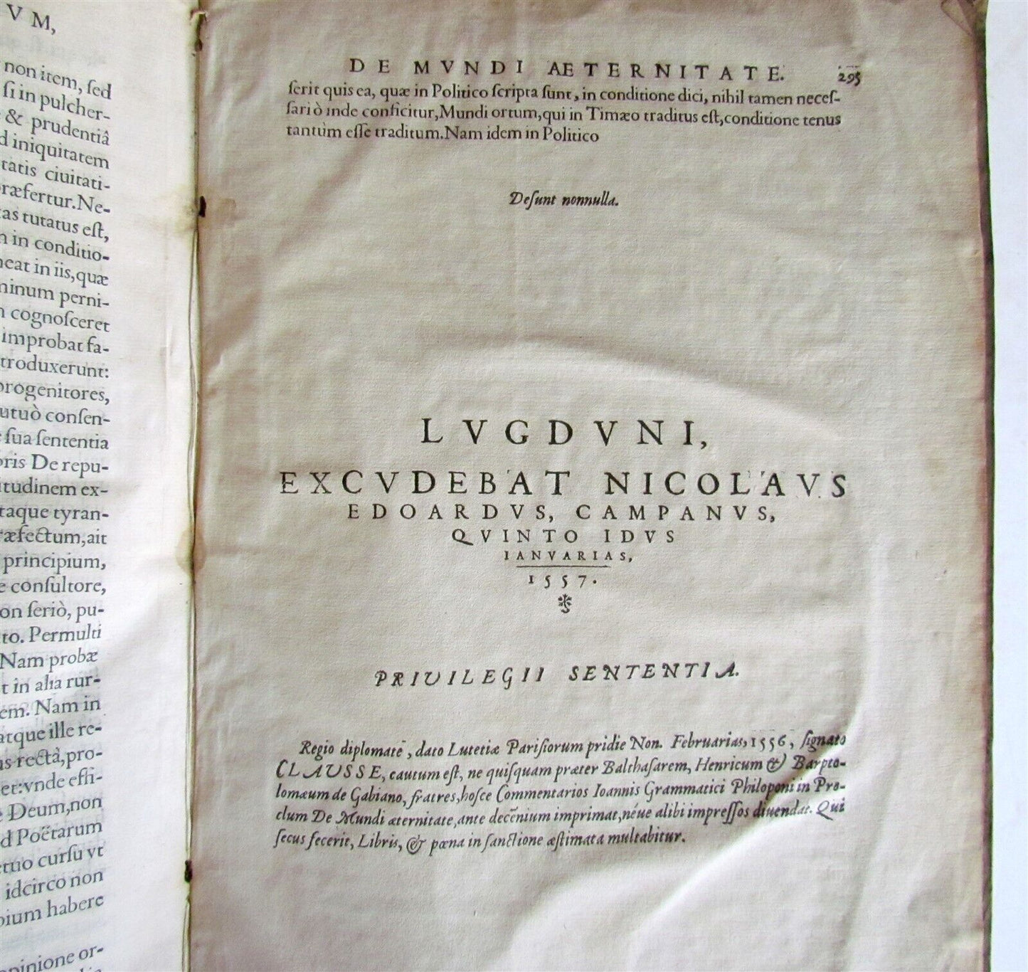 1557 PHILOSOPHY by Philoponus Joannes Grammaticus ANTIQUE FOLIO vellum bound