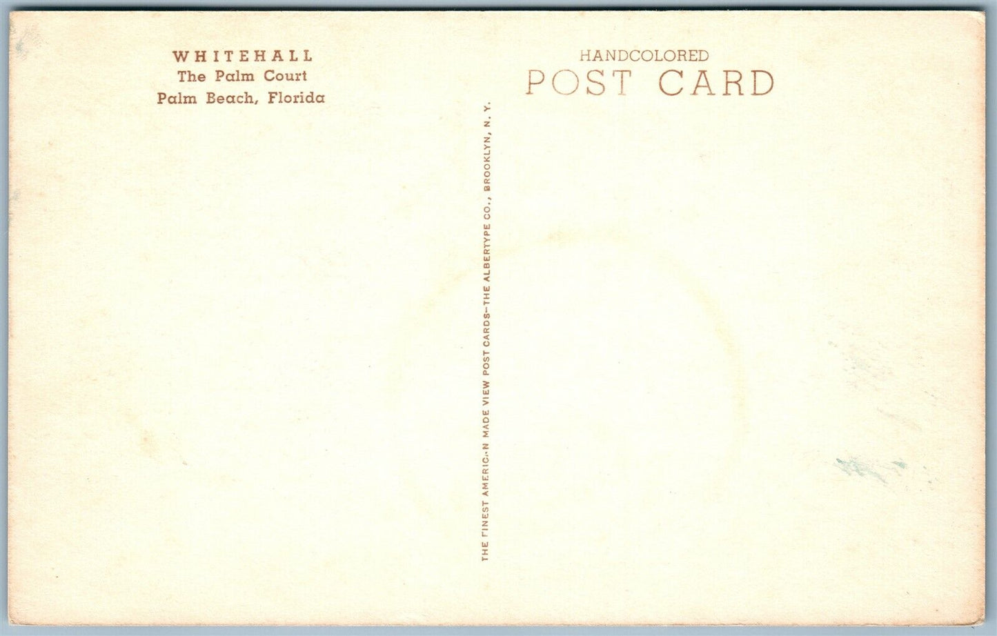 PALM BEACH FL WHITEHALL ANTIQUE POSTCARD