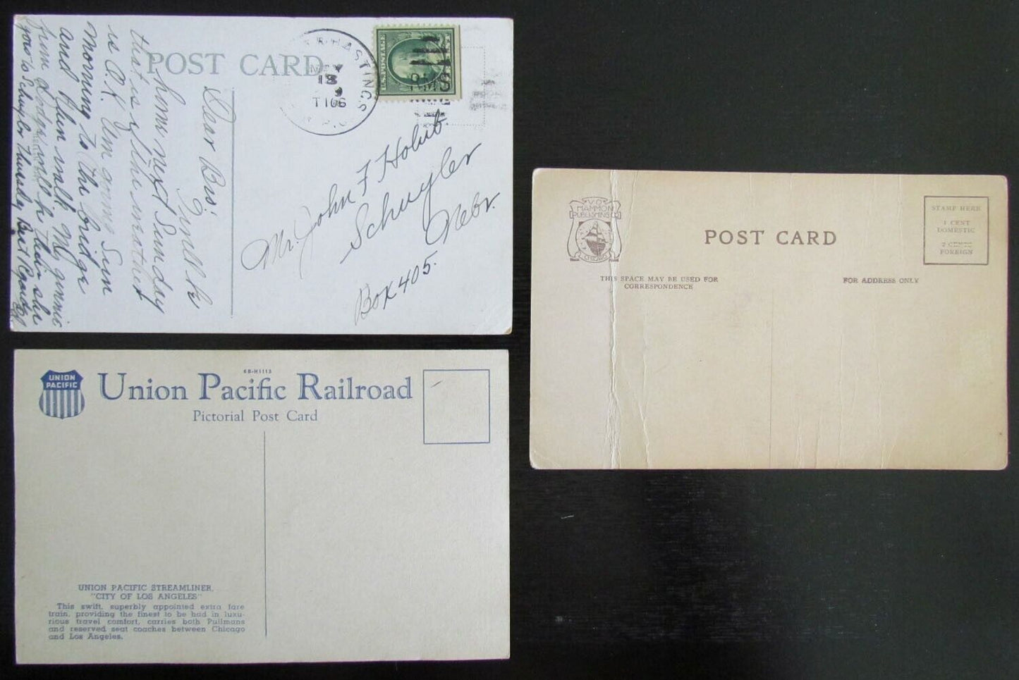 TRAINS RAILROAD LOT OF 3 ANTIQUE & VINTAGE POSTCARDS railway