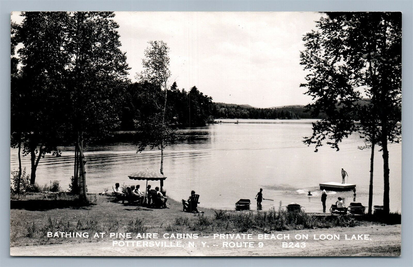 POTTERSVILLE NY LOON LAKE PINE AIRE CABINS VINTAGE REAL PHOTO POSTCARD RPPC