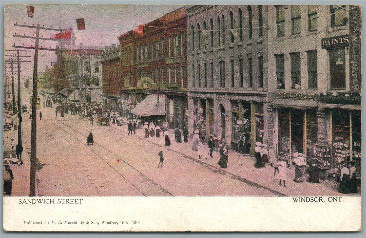 CANADA WINDSOR ONT. SANDWICH STREET ANTIQUE POSTCARD