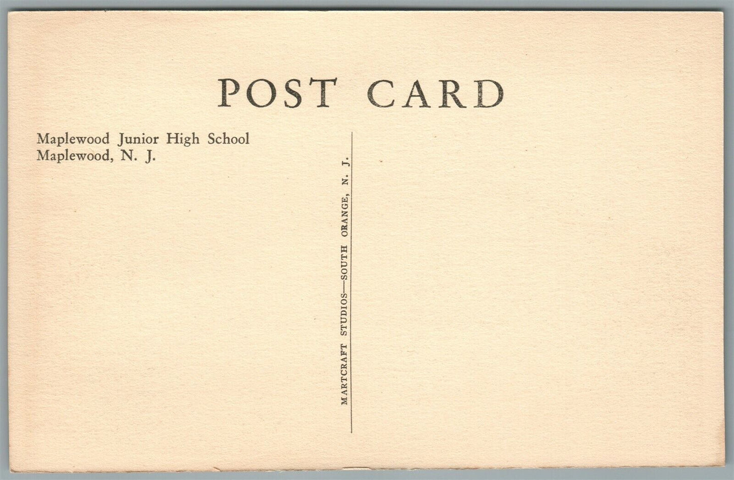 MAPLEWOOD NJ JUNIOR HIGH SCHOOL VINTAGE POSTCARD