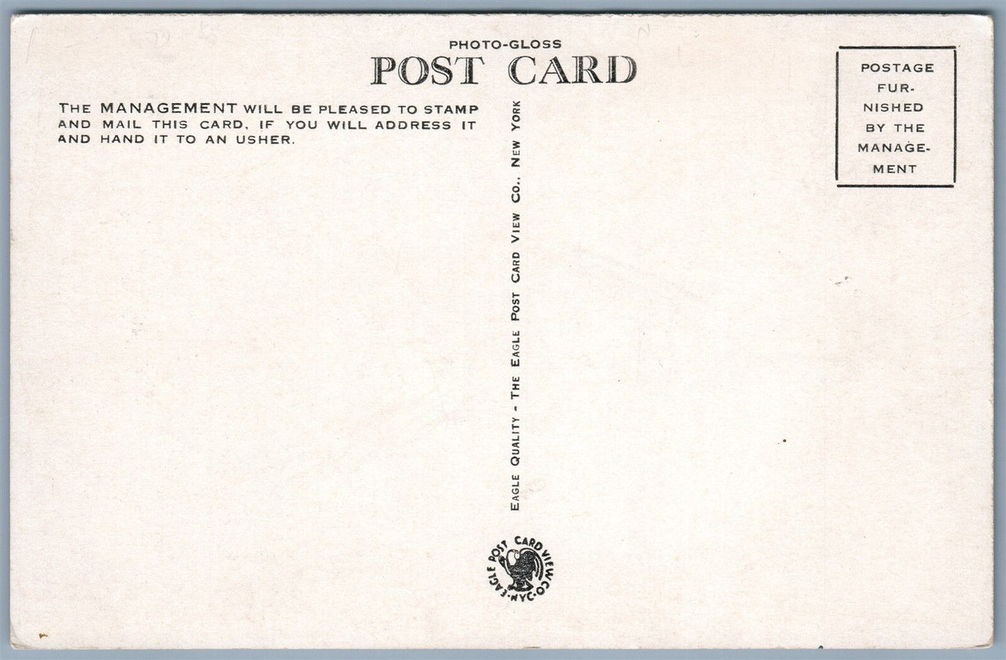 NEW YORK NY CENTER THEATRE ANTIQUE POSTCARD WHITE HORSE INN MUSICAL