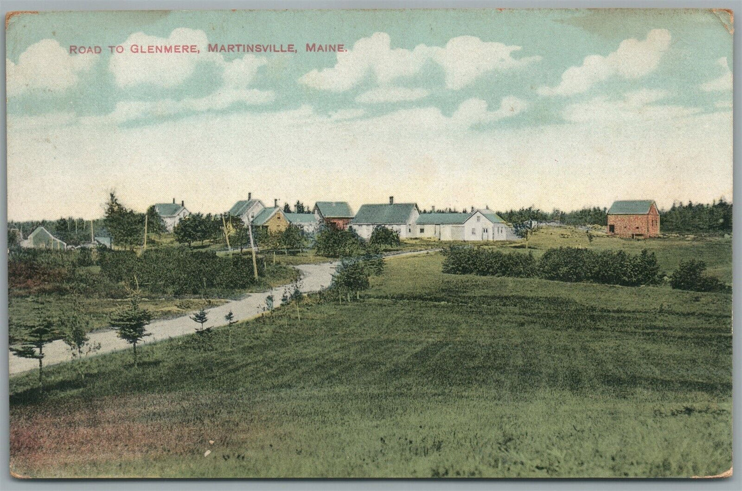 MARTINSVILLE ME ROAD TO GLENMERE ANTIQUE POSTCARD