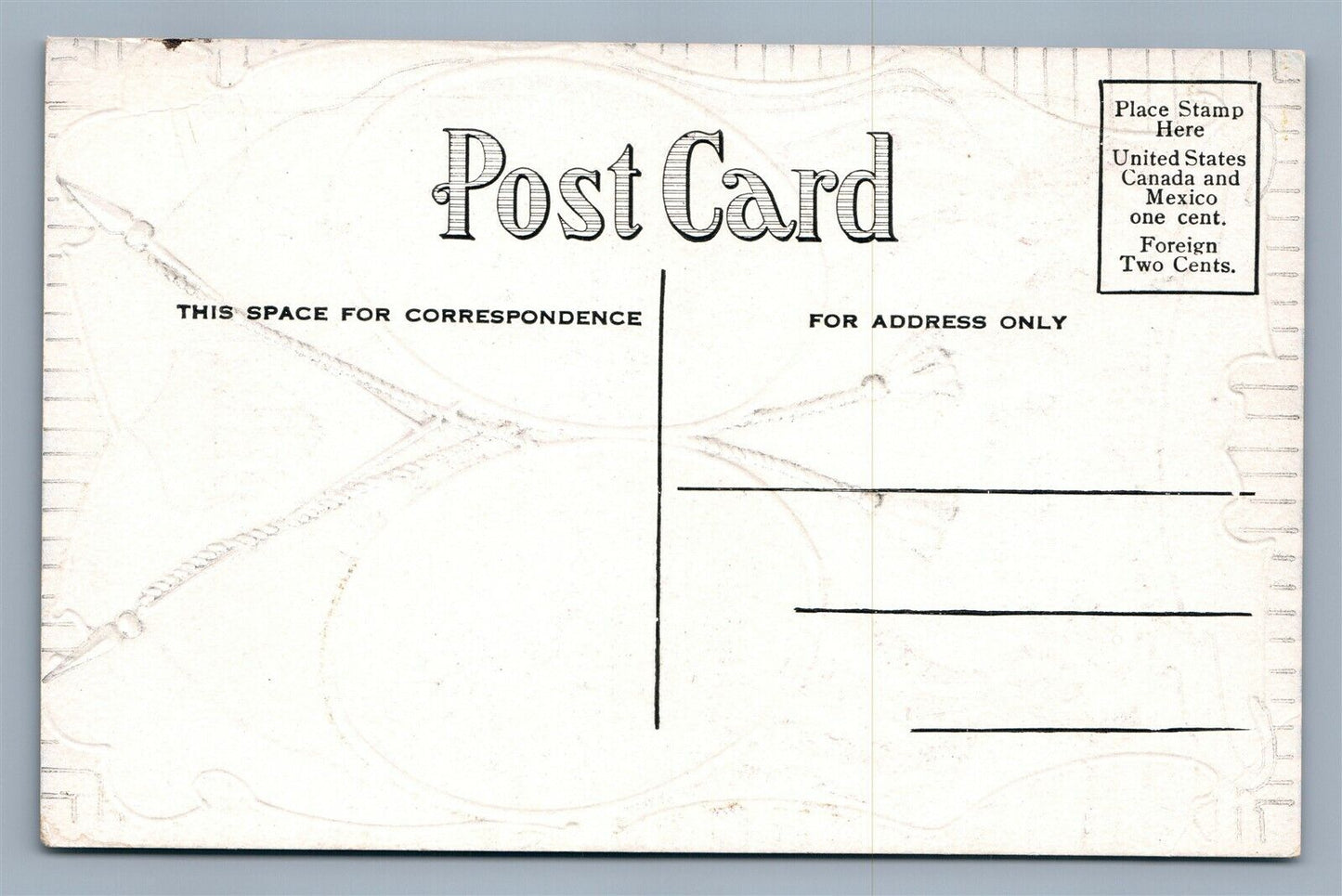 AMERICAN PRESIDENT TAFT & SHERMAN EMBOSSED ANTIQUE PATRIOTIC POSTCARD