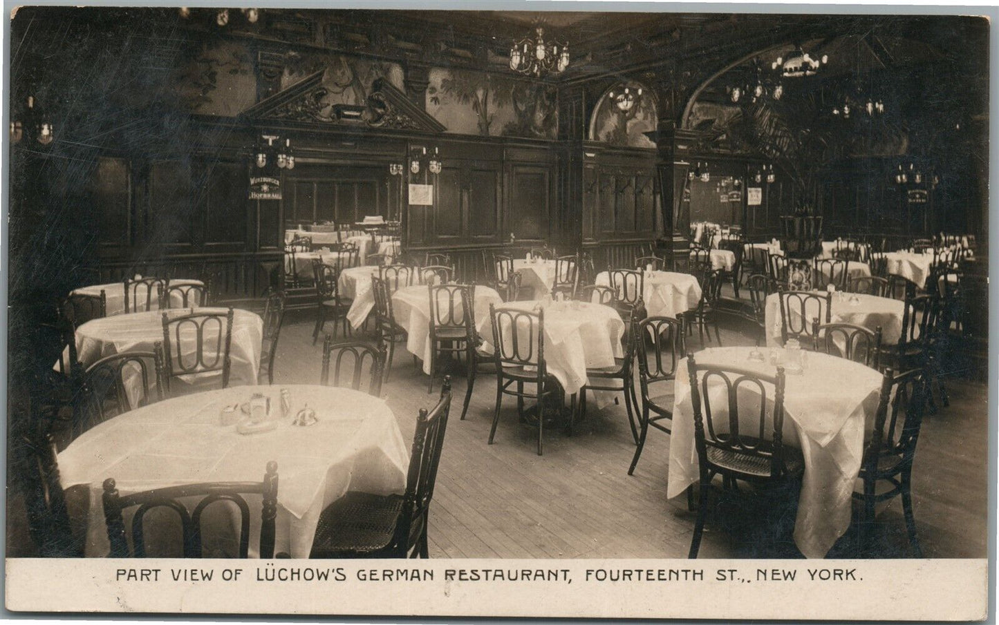 NEW YORK NY 14TH STR LUCHOW'S GERMAN RESTAURANT ANTIQUE REAL PHOTO POSTCARD RPPC
