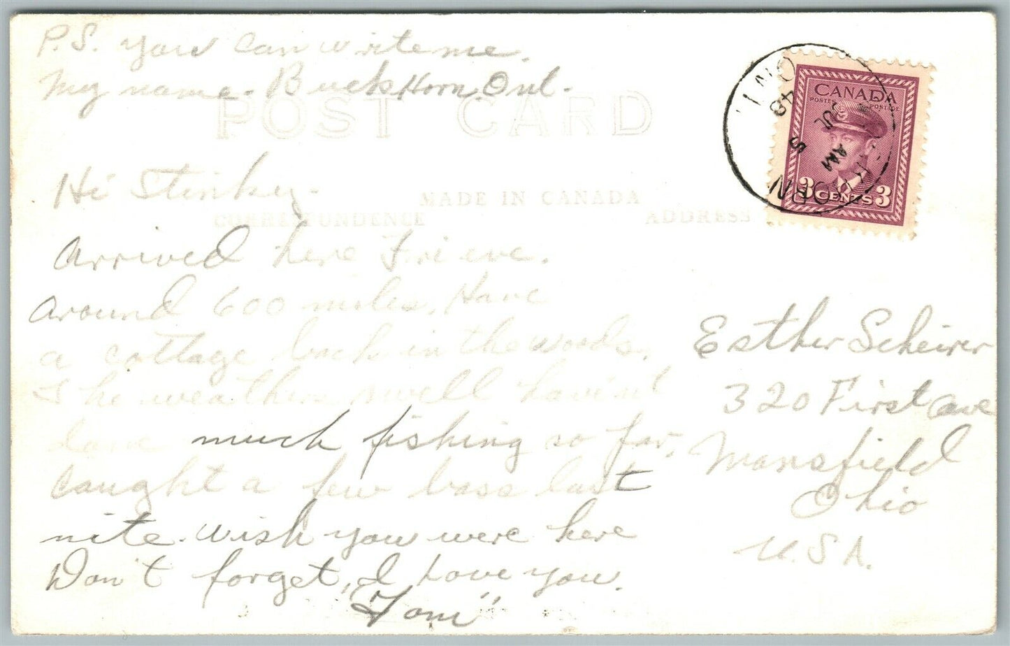 BUCKHORN ONT. CANADA FISHING EXAGGERATED VINTAGE REAL PHOTO POSTCARD RPPC