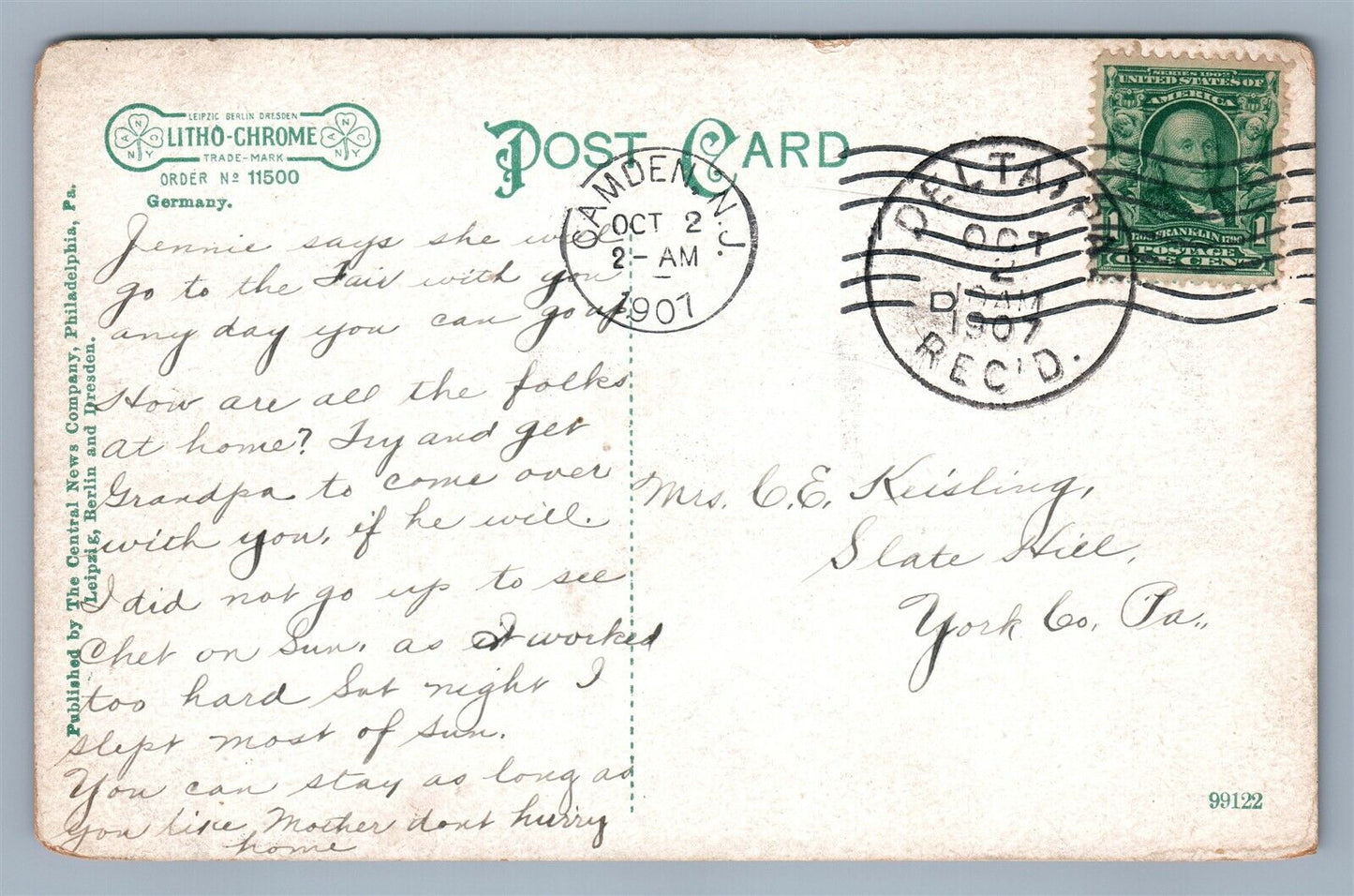 CAMDEN NJ NORTH BAPTIST CHURCH ANTIQUE POSTCARD