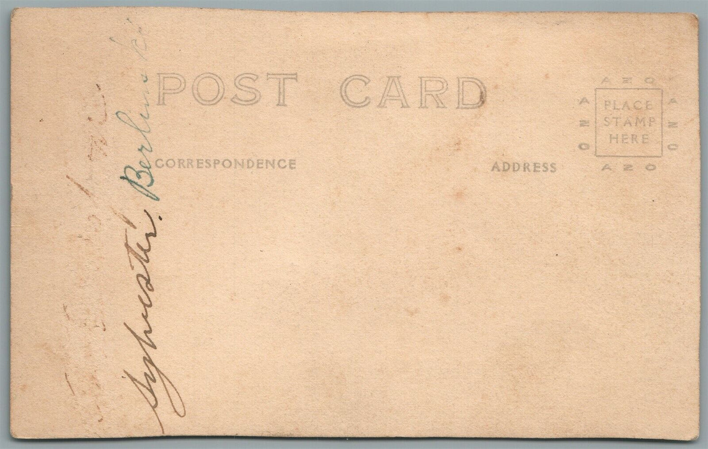 ARMY OFFICER w/ AMERICAN FLAG ANTIQUE REAL PHOTO POSTCARD RPPC