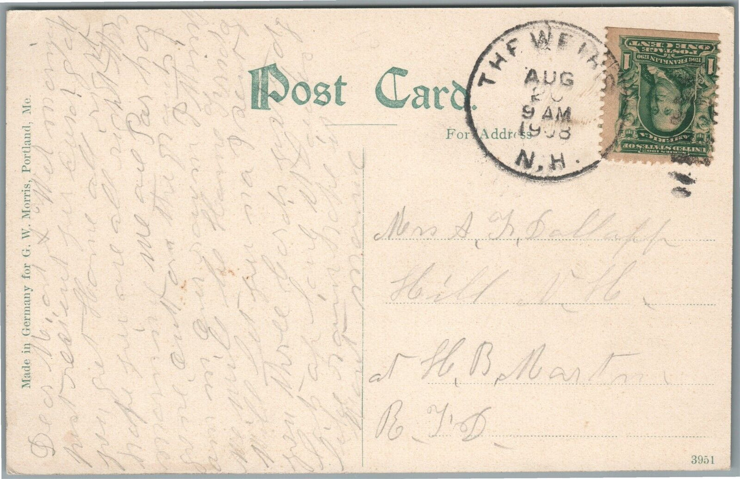WEIRS NH RAILROAD STATION RAILWAY DEPOT ANTIQUE POSTCARD
