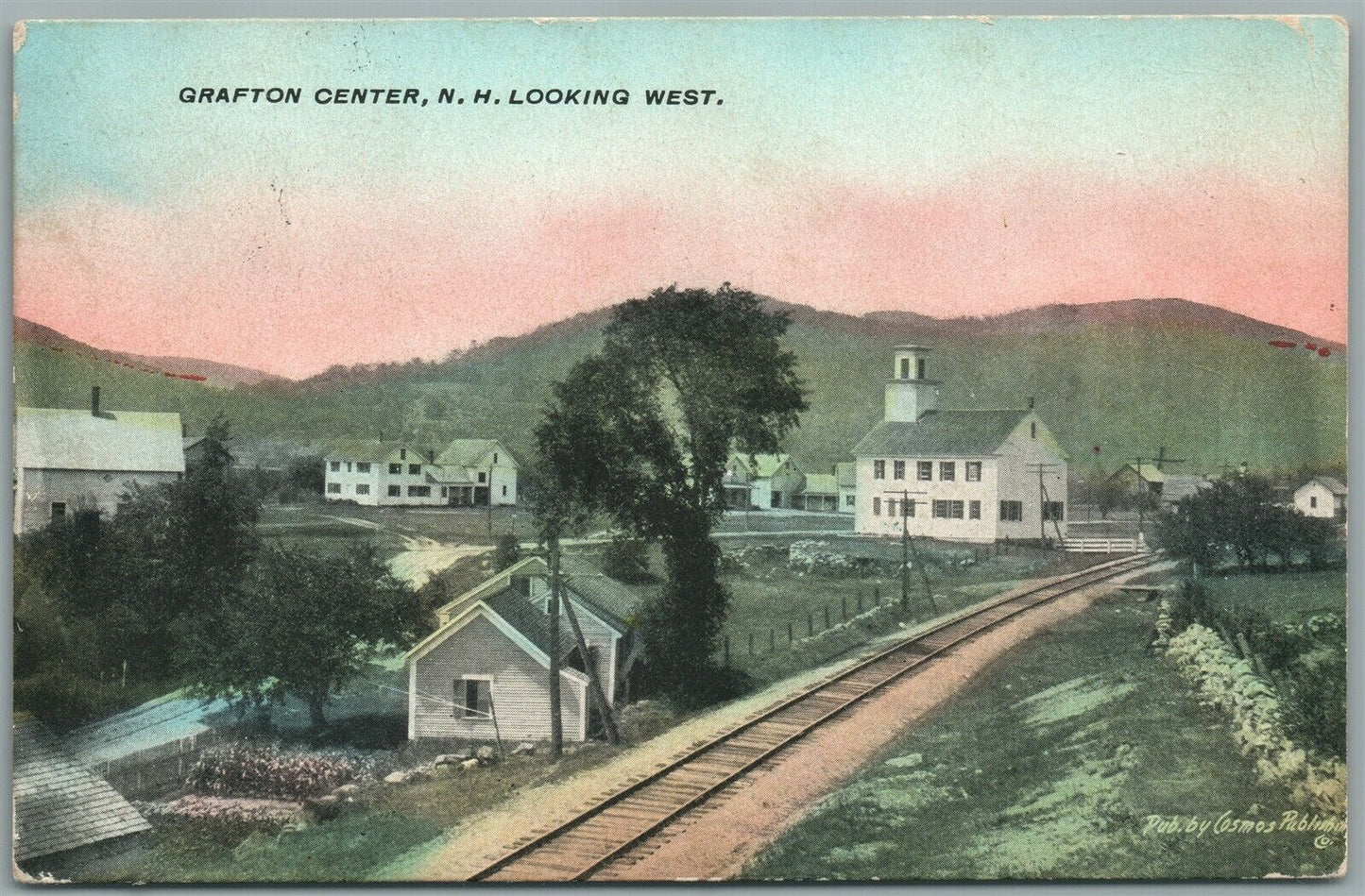 CRAFTON CENTER NH RAILROAD TRACKS ANTIQUE POSTCARD