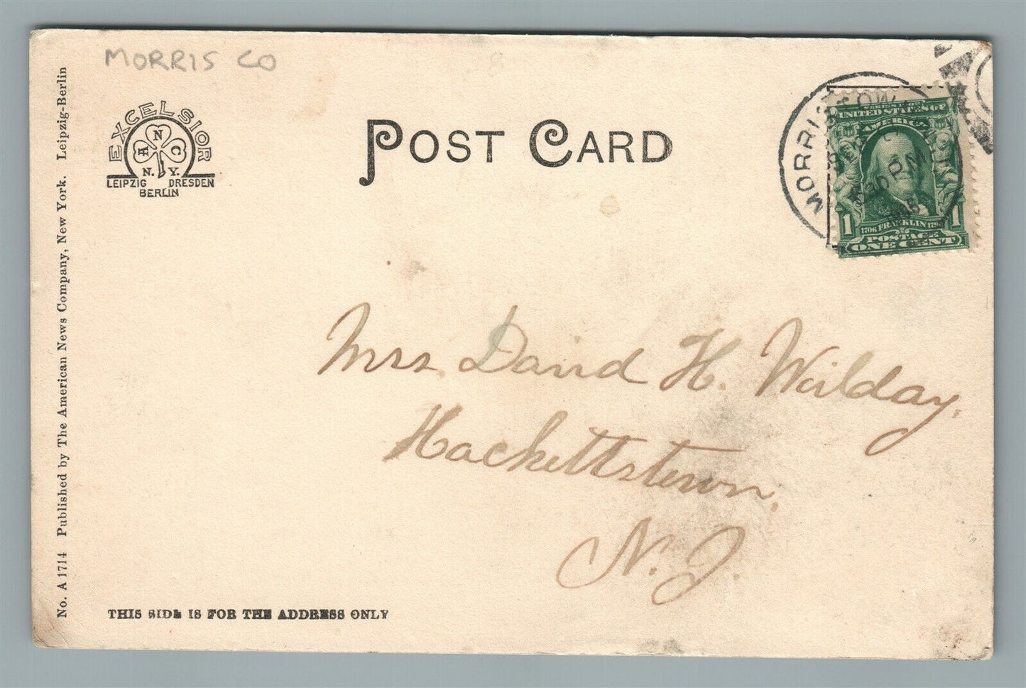 MORRISTOWN NJ MISS DANA'S SCHOOL FOR YOUNG LADIES ANTIQUE POSTCARD